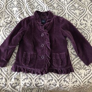 Baby Gap purple velvet ruffle jacket
